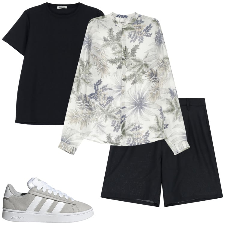 Outfit uomo - Agosto piovoso. Stile Casual per Serata speciale. Abbinamento con camicie, t-shirt, bermuda, sneakers.