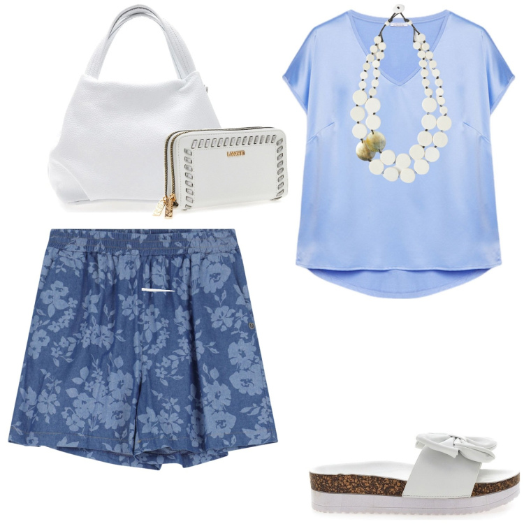 Outfit donna - Total look #2215723. Stile Casual per Tutti i giorni. Abbinamento con gonne, t-shirt, ciabatte, ciondoli, portafogli, borse a spalla.