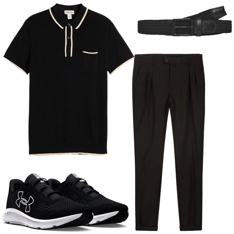Outfit uomo - Urban style. Stile Urban per Tutti i giorni. Abbinamento con polo, cinture, pantaloni, sneakers.