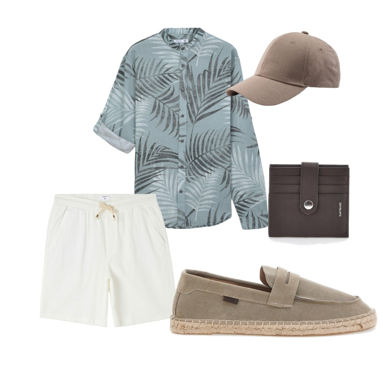 Outfit uomo - Summer vibes. Stile Casual per Mare. Abbinamento con shorts, camicie, portafogli, espadrillas, cappelli con visiera.