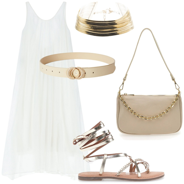 Outfit donna - Total look #2215786. Stile Boho per Tutti i giorni. Abbinamento con cinture, vestiti lunghi, braccialetti, sandali alla schiava, borse a tracolla.