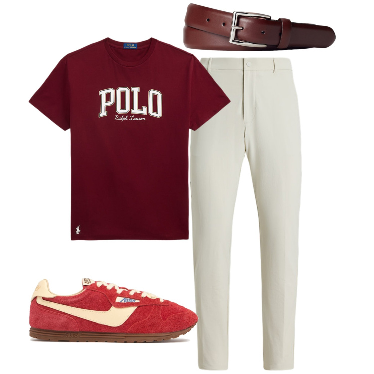 Outfit uomo - La T-shirt Polo. Stile Casual per Tutti i giorni. Abbinamento con cinture, pantaloni, t-shirt, sneakers.