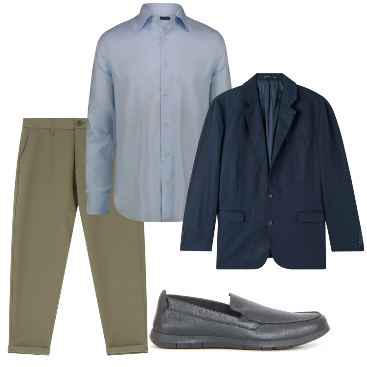 Outfit uomo - Cerimonia poco formale. Stile Business/Elegante per Cerimonia. Abbinamento con giacche, pantaloni chino, camicie, scarpe stringate.