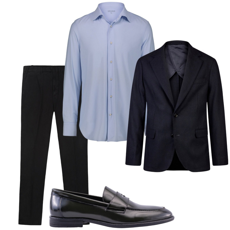 Outfit uomo - Total look #2215814. Stile Business/Elegante per Ufficio. Abbinamento con giacche, pantaloni, camicie, scarpe stringate.