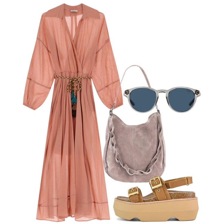 Outfit donna - Arancione Caldo: un colore, mille emozio. Stile Boho per Tutti i giorni. Abbinamento con borse a mano, vestiti lunghi, occhiali da sole, sandali col tacco.
