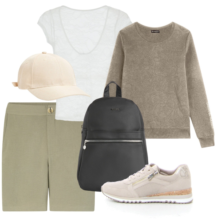 Outfit donna - In vacanza in montagna - @ambrosiajsi. Stile Basic per Tutti i giorni. Abbinamento con bermuda, cappelli, t-shirt, felpe, zaini, sneakers.