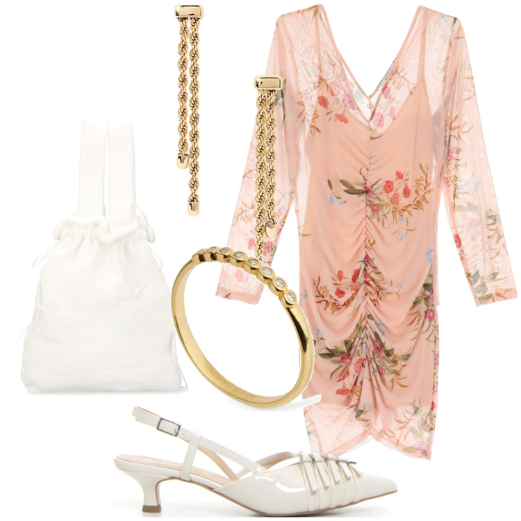 Outfit donna - Semplicemente alla cerimonia. Stile Bon Ton per Cerimonia. Abbinamento con vestiti corti, orecchini, borse a mano, anelli, décolleté.