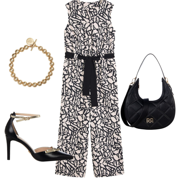 Outfit donna - Total look #2216074. Stile Chic per Ufficio. Abbinamento con tute, borse a tracolla, décolleté, braccialetti.