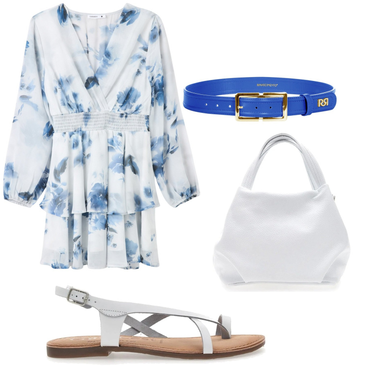 Outfit donna - Total look #2216200. Stile Romantica per Tutti i giorni. Abbinamento con cinture, vestiti corti, sandali, borse a spalla.