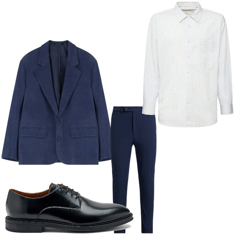 Outfit uomo - Cerimonia classica. Stile Business/Elegante per Serata speciale. Abbinamento con giacche, pantaloni, camicie, scarpe stringate.