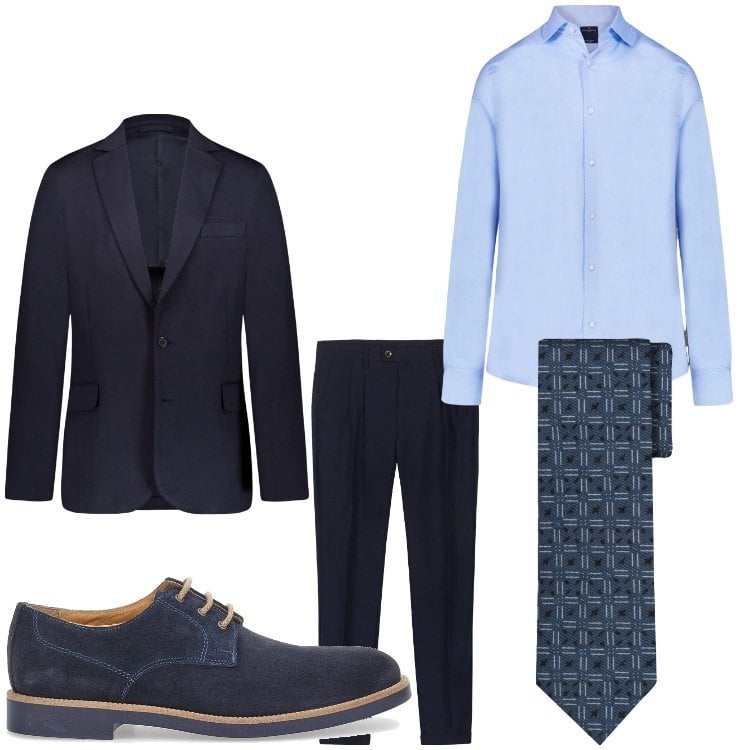 Outfit uomo - La mia laurea. Stile Business/Elegante per Cerimonia. Abbinamento con scarpe stringate, giacche, camicie, cravatte, pantaloni.