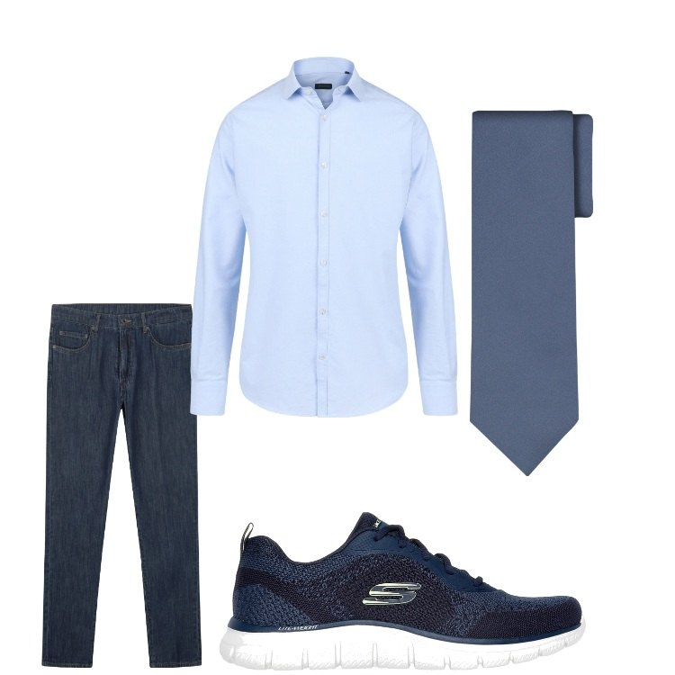 Outfit uomo - Ragazzo con stile. Stile Business/Elegante per Serata speciale. Abbinamento con jeans, sneakers, camicie, cravatte.