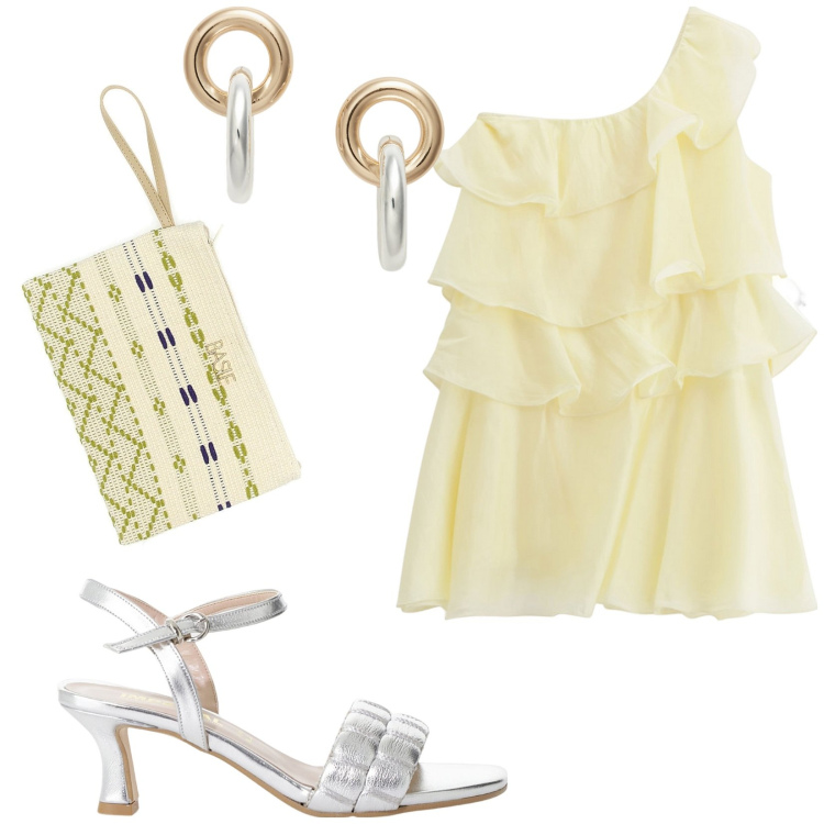 Outfit donna - Total look #2216405. Stile Glamour per Serata fuori. Abbinamento con sandali col tacco, vestiti corti, orecchini, pochette.