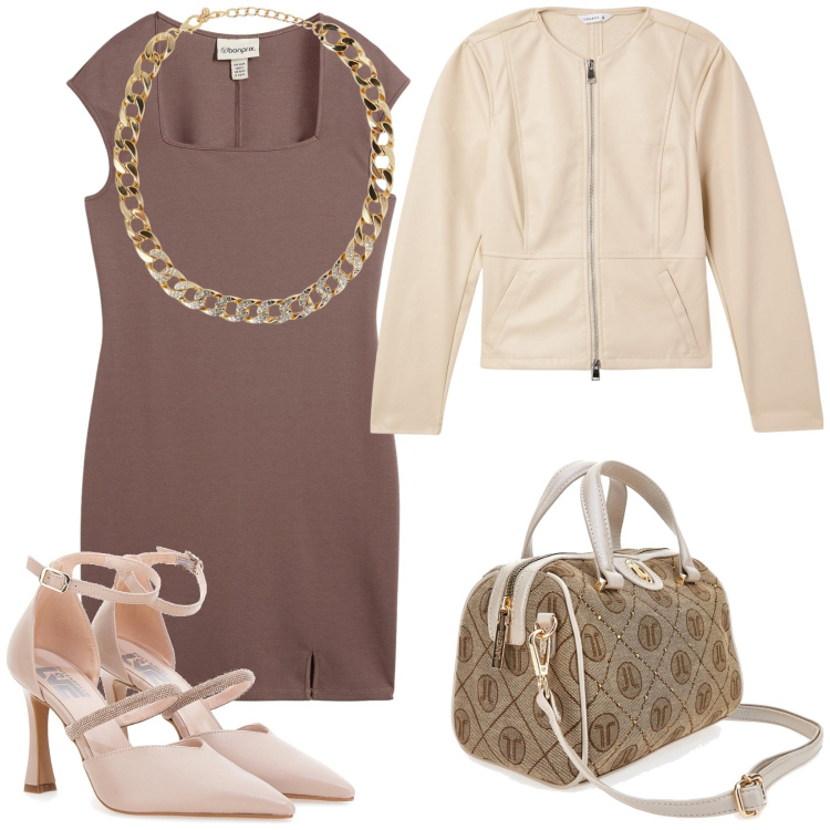 Outfit donna - Total look #2216606. Stile Casual chic per Serata fuori. Abbinamento con vestiti corti, blazer, collane, décolleté, borse a mano.