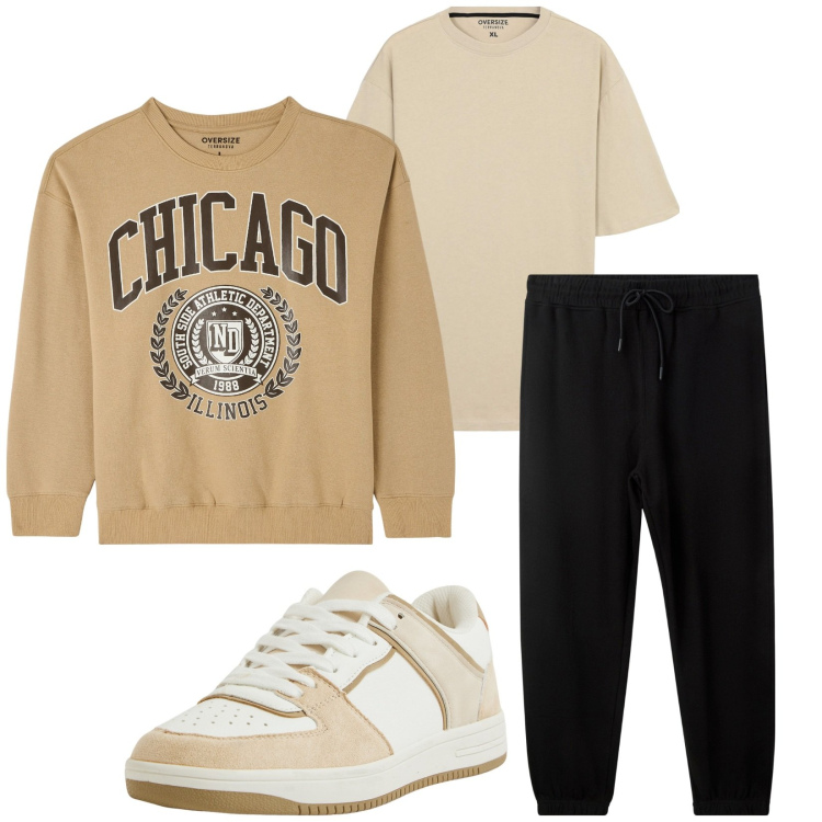 Outfit uomo - Total look #2216623. Stile Casual per Tutti i giorni. Abbinamento con sneakers, felpe, pantaloni, t-shirt.