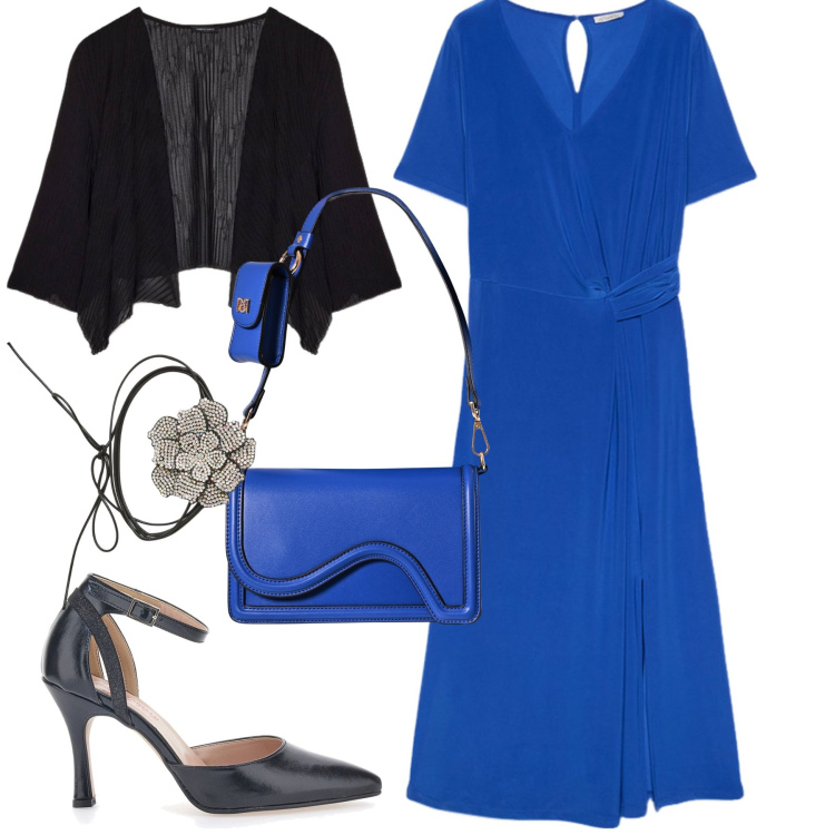 Outfit donna - Cerimonia. Stile Chic per Cerimonia. Abbinamento con collane, pochette, vestiti midi/longuette, bolero, décolleté.