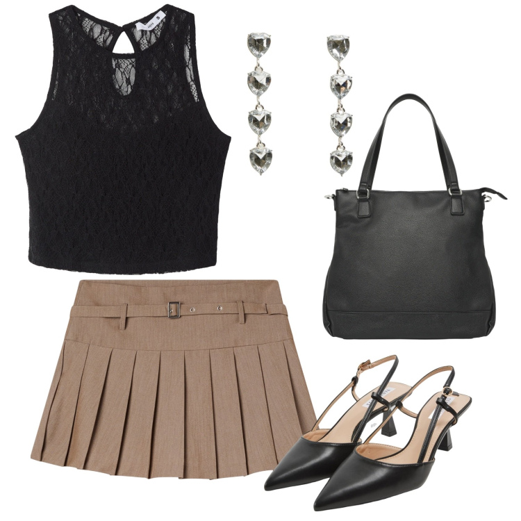 Outfit donna - Total look #2216753. Stile Casual chic per Mare. Abbinamento con top, sabot, minigonne, shopping bag, orecchini.