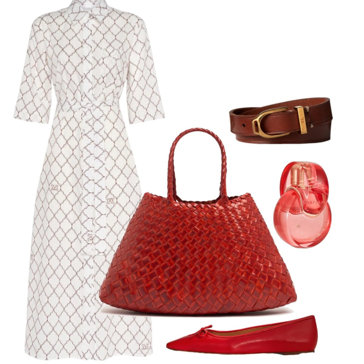 Outfit donna - In ufficio. Stile Bon Ton per Ufficio. Abbinamento con profumi, ballerine, braccialetti, vestiti lunghi, borse a spalla.