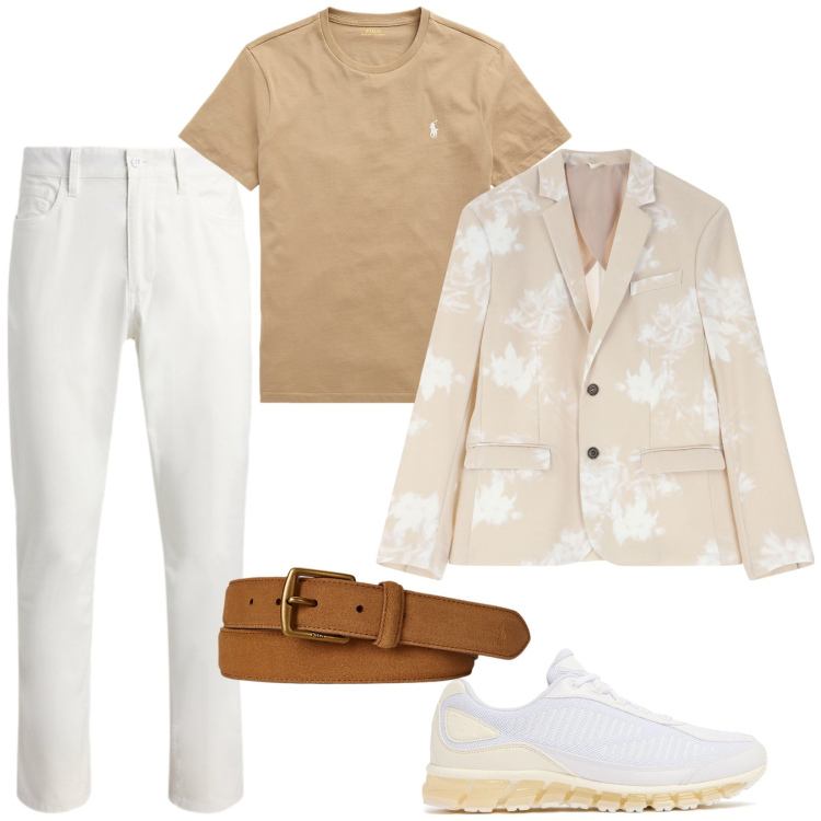 Outfit uomo - La giacca estiva. Stile Trendy per Serata speciale. Abbinamento con giacche, t-shirt, cinture, pantaloni, sneakers.