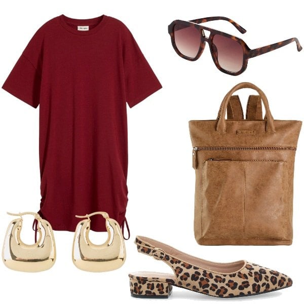 Outfit donna - E siamo in Agosto....... Stile Casual per Tutti i giorni. Abbinamento con zaini, orecchini, occhiali da sole, vestiti, ballerine.