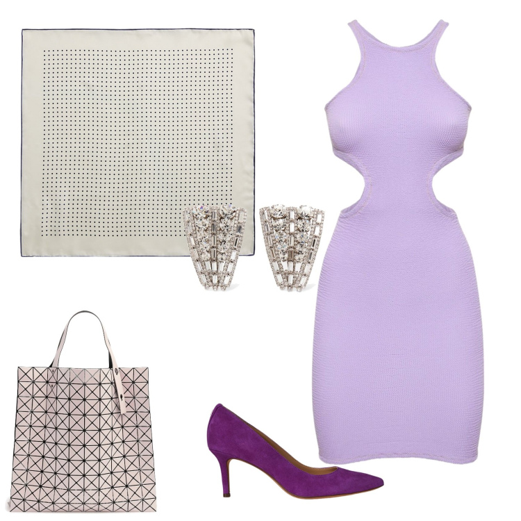 Outfit donna - Total look #2217058. Stile Glamour per Serata fuori. Abbinamento con décolleté, foulard, shopping bag, vestiti, orecchini.