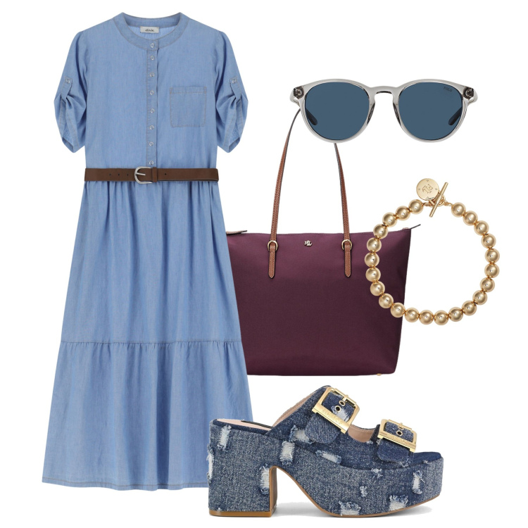 Outfit donna - I sandali platform 70’ style. Stile 70s per Tutti i giorni. Abbinamento con vestiti, occhiali da sole, braccialetti, borse tote, sandali.
