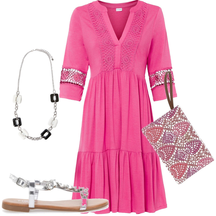Outfit donna - Total look #2217644. Stile Basic per Serata fuori. Abbinamento con vestiti, sandali gioiello, pochette, collane.