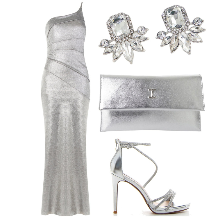 Outfit donna - Sandali gioiello. Stile Sexy per Cerimonia. Abbinamento con vestiti lunghi, pochette, orecchini, sandali col tacco.