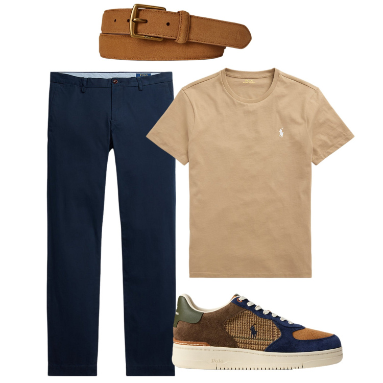 Outfit uomo - Serata fuori. Stile Trendy per Tutti i giorni. Abbinamento con t-shirt, cinture, sneakers, pantaloni.