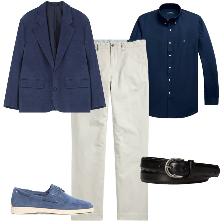 Outfit uomo - Completi spezzati estivi. Stile Business/Elegante per Serata speciale. Abbinamento con giacche, camicie, pantaloni, cinture, scarpe stringate.