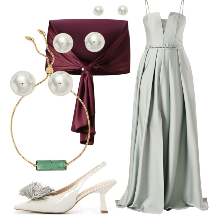 Outfit donna - Prima all\' opera. Stile Glamour per Cerimonia. Abbinamento con scialli, vestiti, orecchini, braccialetti, décolleté.