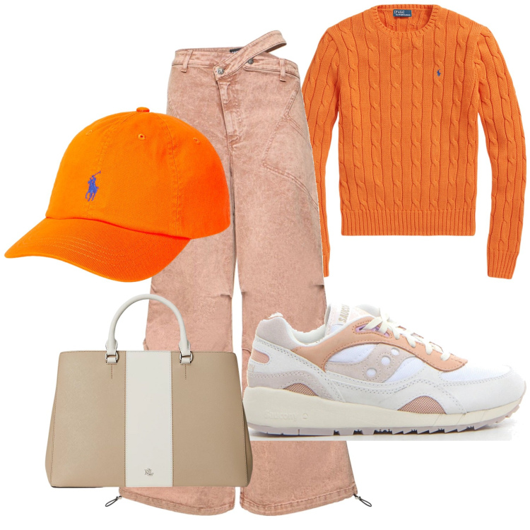 Outfit donna - Chic a Cortina. Stile Sporty chic per Tutti i giorni. Abbinamento con cappelli, maglieria, borse a mano, sneakers, pantaloni.