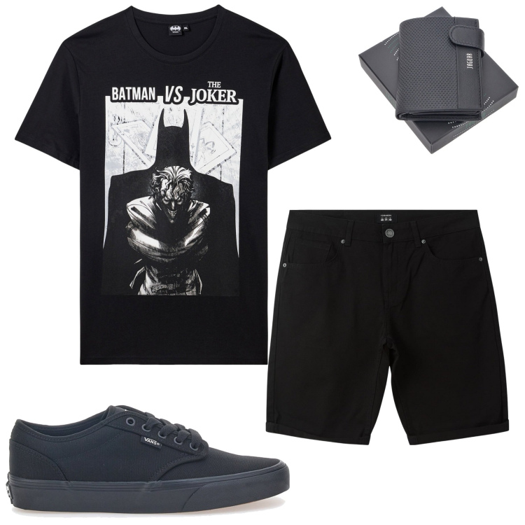 Outfit uomo - T-shirt stampate. Stile Casual per Tutti i giorni. Abbinamento con t-shirt, bermuda, portafogli, sneakers.