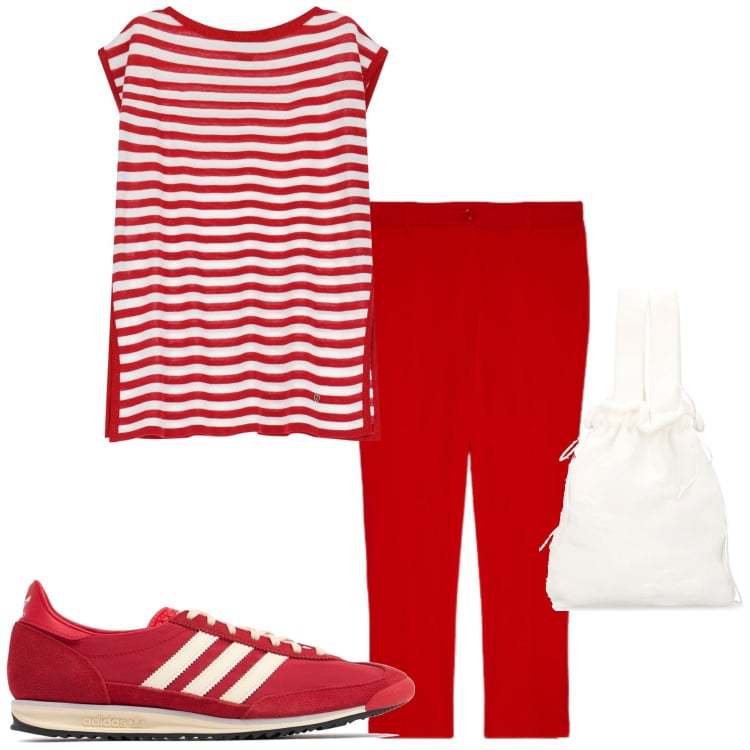 Outfit donna - Casual style. Stile Casual per Tutti i giorni. Abbinamento con maglieria, pantaloni, sneakers, borse a mano.