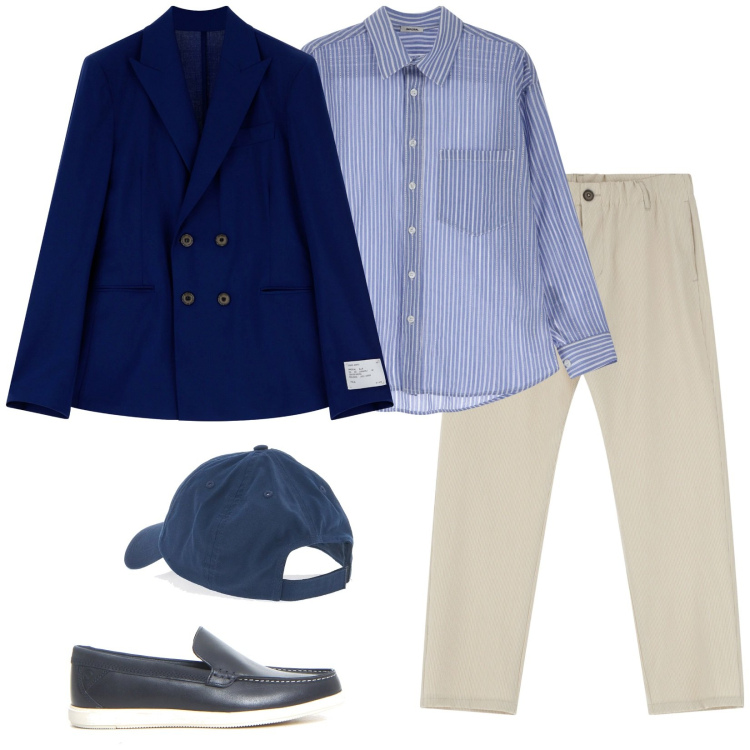 Outfit uomo - Stile in chiave estiva. Stile Business/Elegante per Ufficio. Abbinamento con giacche, pantaloni, camicie, cappelli, scarpe stringate.