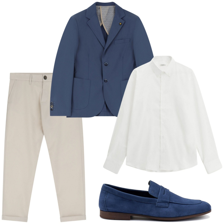 Outfit uomo - Total look #2219027. Stile Business/Elegante per Serata speciale. Abbinamento con pantaloni chino, giacche, camicie, scarpe stringate.