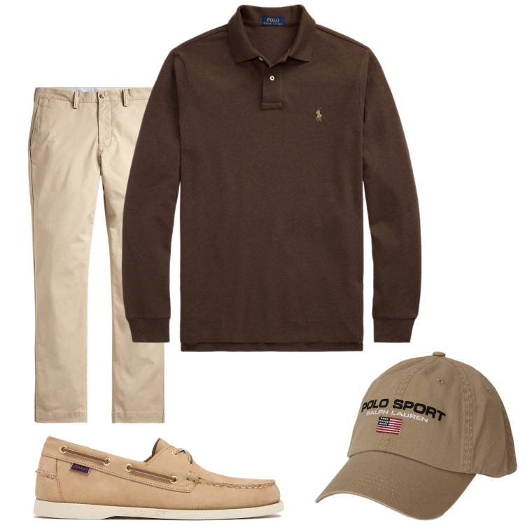 Outfit uomo - Comodo e accurato. Stile Trendy per Tutti i giorni. Abbinamento con pantaloni, cappelli, polo, scarpe stringate.