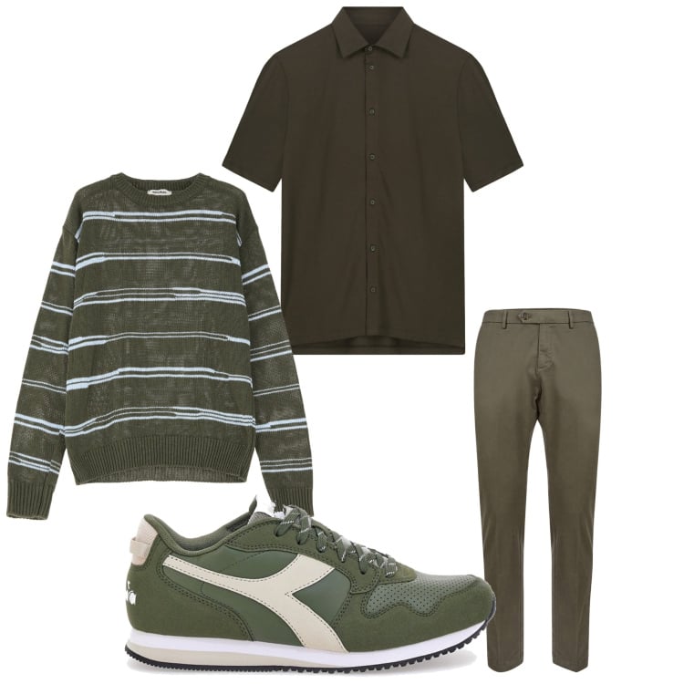 Outfit uomo - Seratine fresche. Stile Casual per Tutti i giorni. Abbinamento con pullovers, sneakers, polo, pantaloni chino.