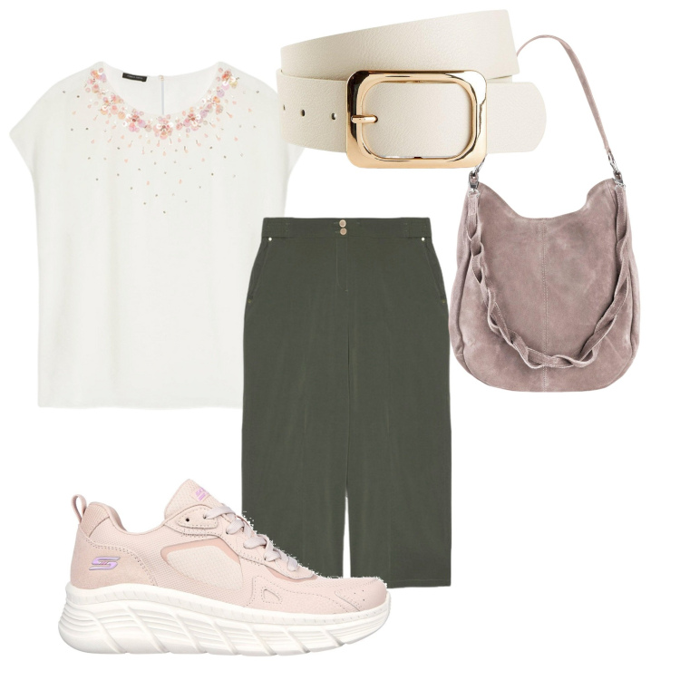 Outfit donna - Abiti Fiorella Rubino. Stile Casual per Tutti i giorni. Abbinamento con borse a mano, cinture, pantaloni, bluse, sneakers.