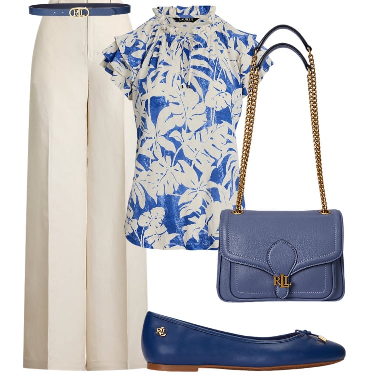 Outfit donna - Lo stile di Lauren. Stile Glamour per Ufficio. Abbinamento con borse a spalla, pantaloni, cinture, ballerine, top.