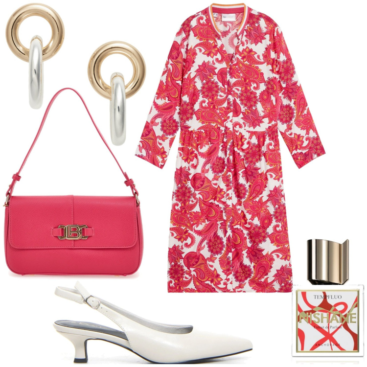 Outfit donna - Total look #2220068. Stile Bon Ton per Tutti i giorni. Abbinamento con vestiti chemisier, profumi, orecchini, borse a spalla, décolleté.