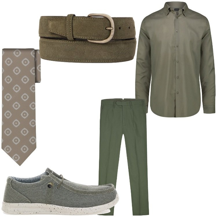 Outfit uomo - Elegante in verde. Stile Business/Elegante per Serata speciale. Abbinamento con pantaloni, cravatte, scarpe stringate, cinture, camicie.
