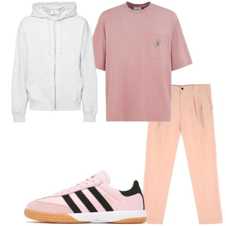 Outfit uomo - Una felpa per la sera. Stile Casual per Serata speciale. Abbinamento con pantaloni, sneakers, felpe con cappuccio, t-shirt.