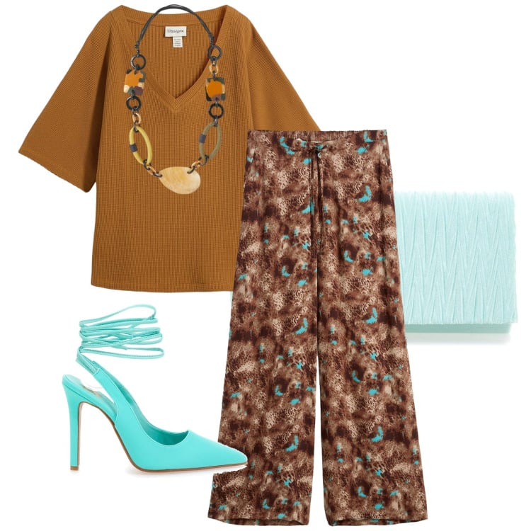 Outfit donna - Total look #2220480. Stile Etnico per Serata fuori. Abbinamento con bluse, pantaloni, pochette, décolleté, collane.