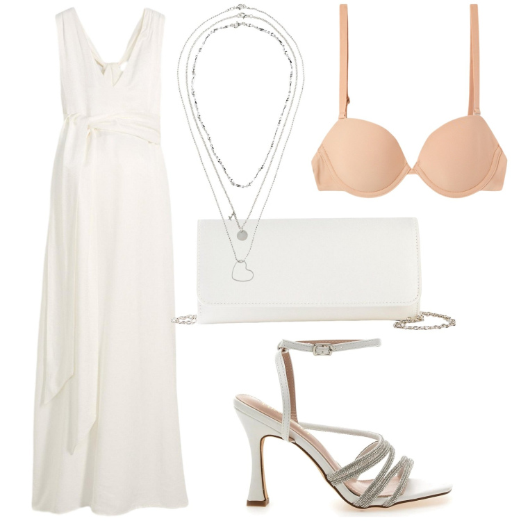 Outfit donna - Total look #2220510. Stile Chic per Serata fuori. Abbinamento con vestiti, collane, pochette, reggiseni, sandali gioiello.