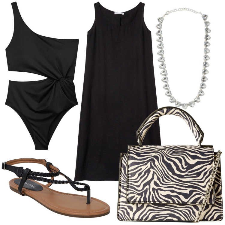 Outfit donna - Total look #2220614. Abbinamento con vestiti lunghi, borse a tracolla, ciabatte, costumi interi, collane.