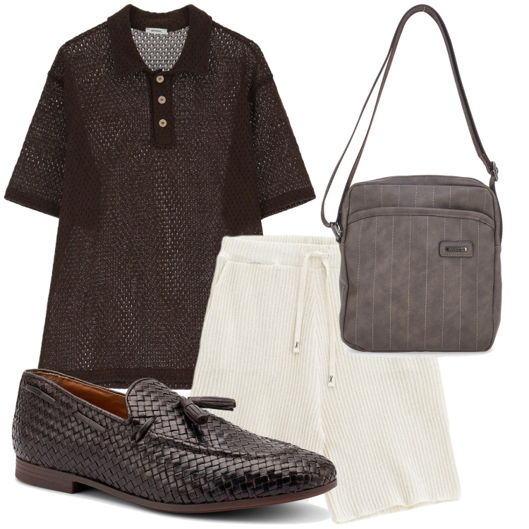 Outfit uomo - Total look #2220619. Stile Casual Abbinamento con bermuda, polo, portafogli, scarpe stringate.