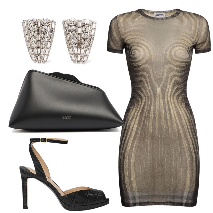 Outfit donna - You are so sexy. Stile Sexy per Serata fuori. Abbinamento con sandali in pelle, pochette, orecchini, vestiti.