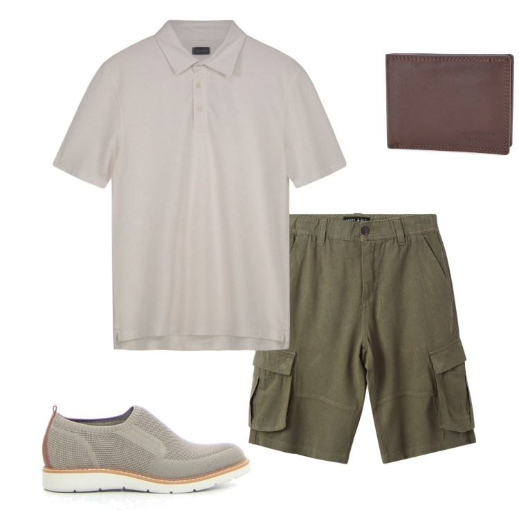 Outfit uomo - Urban style. Stile Urban per Tutti i giorni. Abbinamento con bermuda, portafogli, polo, scarpe stringate.