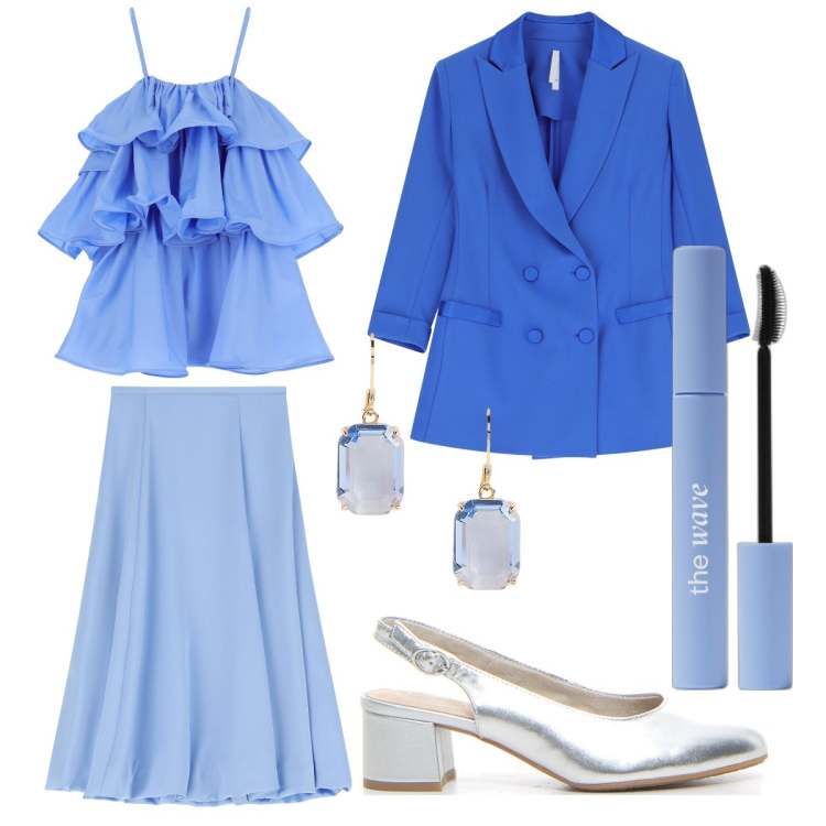 Outfit donna - Cerimonia a settembre. Stile Bon Ton per Cerimonia. Abbinamento con mascara, gonne longuette, vestiti corti, blazer, orecchini, décolleté.